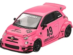 ABARTH 595 #49 "LB-Works x Abas Works" Pink Limited Edition 1/64 Diecast Model Car by Mini GT