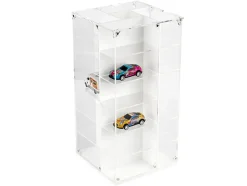 Acrylitower Showcase 24 Car Display Desktop Spinner with Cover White