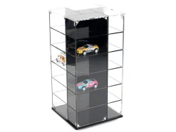 Acrylitower Showcase 24 Car Display Desktop Spinner with Cover Black 