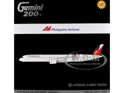 Airbus A350-1000 Commercial Aircraft with Flaps Down "Philippine Airlines" (RP-C3510) White with Tail Graphics "Gemini 200" Series 1/200 Diecast Model Airplane by GeminiJets