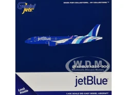 Airbus A220-300 Commercial Aircraft "JetBlue Airways" (N3241J) Blue with Striped Tail 1/400 Diecast Model Airplane by GeminiJets
