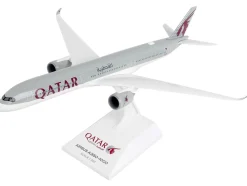 Airbus A350-1000 Commercial Aircraft "Qatar Airways" (A7-ANA) Gray with Tail Graphics (Snap-Fit) 1/200 Plastic Model by Skymarks