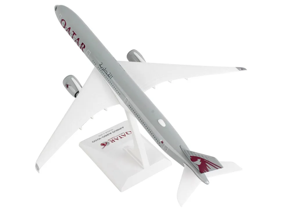 Airbus A350-1000 Commercial Aircraft "Qatar Airways" (A7-ANA) Gray with Tail Graphics (Snap-Fit) 1/200 Plastic Model by Skymarks