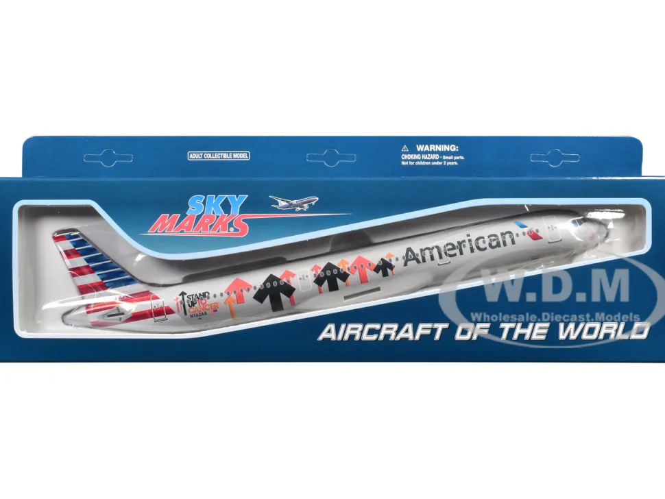 Airbus A321 Commercial Aircraft "American Airlines - Stand Up To Cancer" (N162AA) Gray with Graphics (Snap-Fit) 1/150 Plastic Model by Skymarks