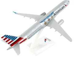 Airbus A321 Commercial Aircraft "American Airlines - Medal of Honor" (N167AN) Gray with Red and Blue Tail (Snap-Fit) 1/150 Plastic Model by Skymarks