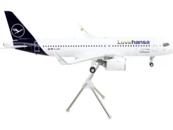 Airbus A320neo Commercial Aircraft Lufthansa LoveHansa White with Blue Tail Gemini 200 Series 1/200 Diecast Model Airplane GeminiJets G2DLH1198