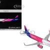 Airbus A321neo Commercial Aircraft "Wizz Air" (G-WUNB) White and Pink with Purple Tail "Gemini 200" Series 1/200 Diecast Model Airplane by GeminiJets