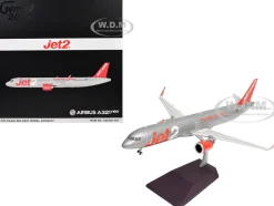 Airbus A321neo Commercial Aircraft "Jet2" (G-SUNO) Silver with Red Tail "Gemini 200" Series 1/200 Diecast Model Airplane by GeminiJets