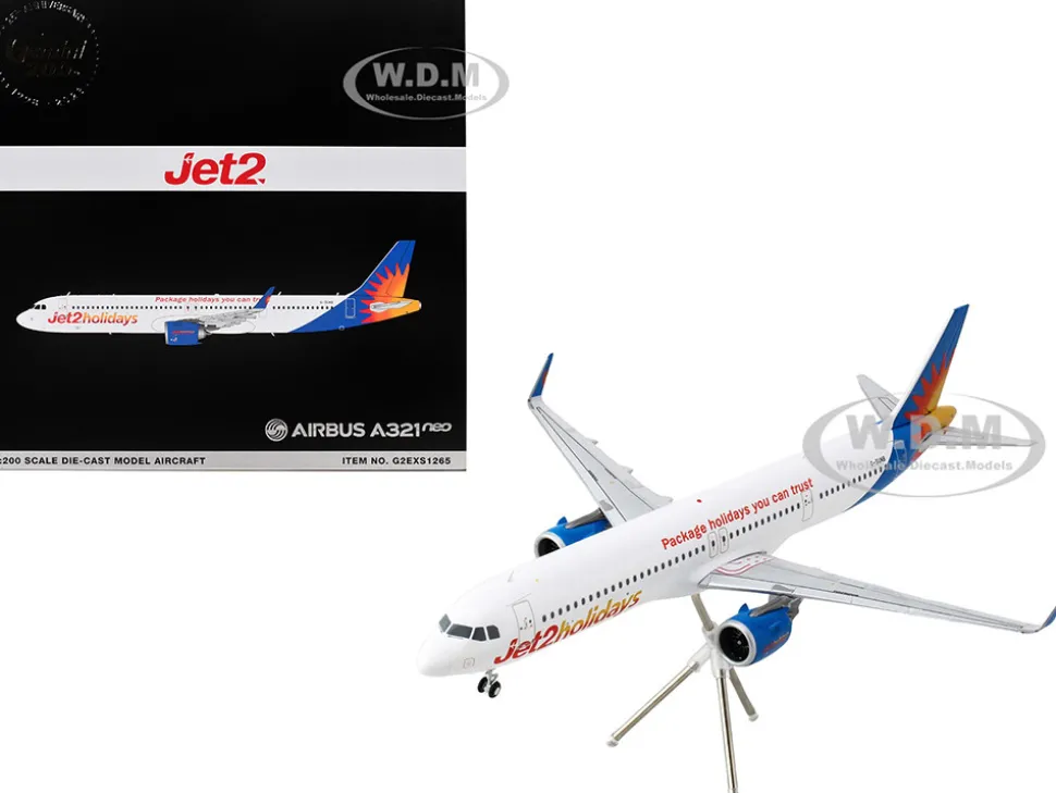 Airbus A321neo Commercial Aircraft "Jet2Holidays" (G-SUNB) White with Tail Graphics "Gemini 200" Series 1/200 Diecast Model Airplane by GeminiJets