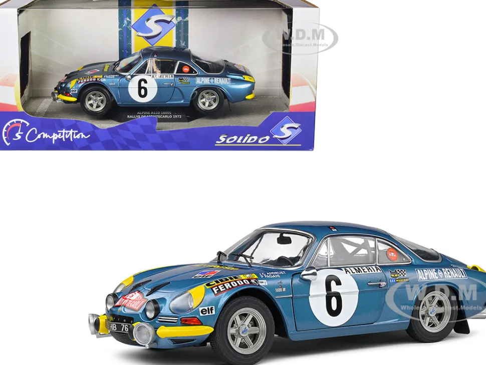 Alpine A110 1600S #6 Jean Claude Andruet Pierre Pagani Rallye Montecarlo 1972 Competition Series 1/18 Diecast Model Car Solido S1804207