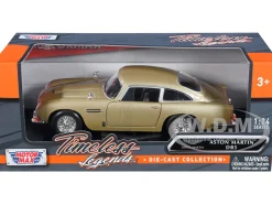 Aston Martin DB5 RHD Right Hand Drive Gold Metallic Timeless Legends Series 1/24 Diecast Model Car Motormax 79375gld