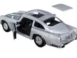Aston Martin DB5 RHD Right Hand Drive Silver Metallic James Bond 007 Goldfinger 1964 Movie James Bond Collection Series 1/24 Diecast Model Car Motormax 79857