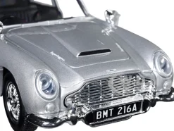 Aston Martin DB5 RHD Right Hand Drive Silver Metallic James Bond 007 Goldfinger 1964 Movie James Bond Collection Series 1/24 Diecast Model Car Motormax 79857