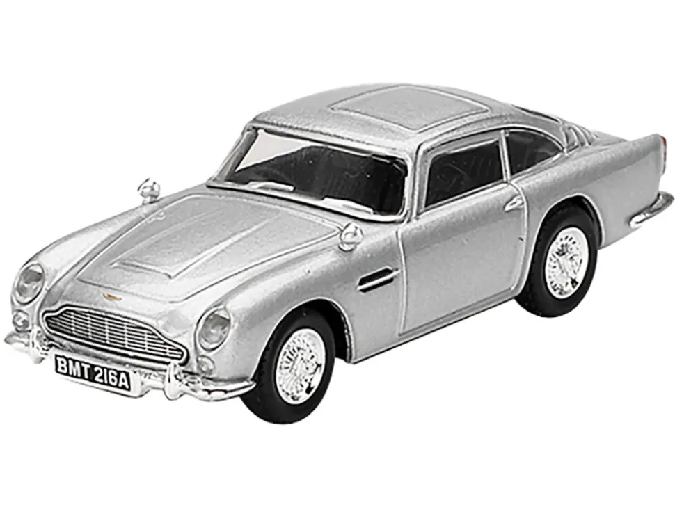 Aston Martin DB5 RHD (Right Hand Drive) Birch Silver Metallic 007 James Bond "Thunderball" (1965) Movie Limited Edition 1/64 Diecast Model Car by Mini GT