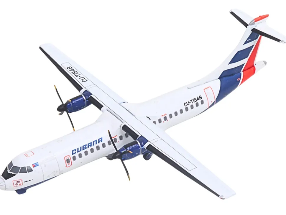 ATR 72-200 Commercial Aircraft "Cubana Airlines" (CU-T1548) White with Red and Blue Stripes 1/400 Diecast Model Airplane by GeminiJets