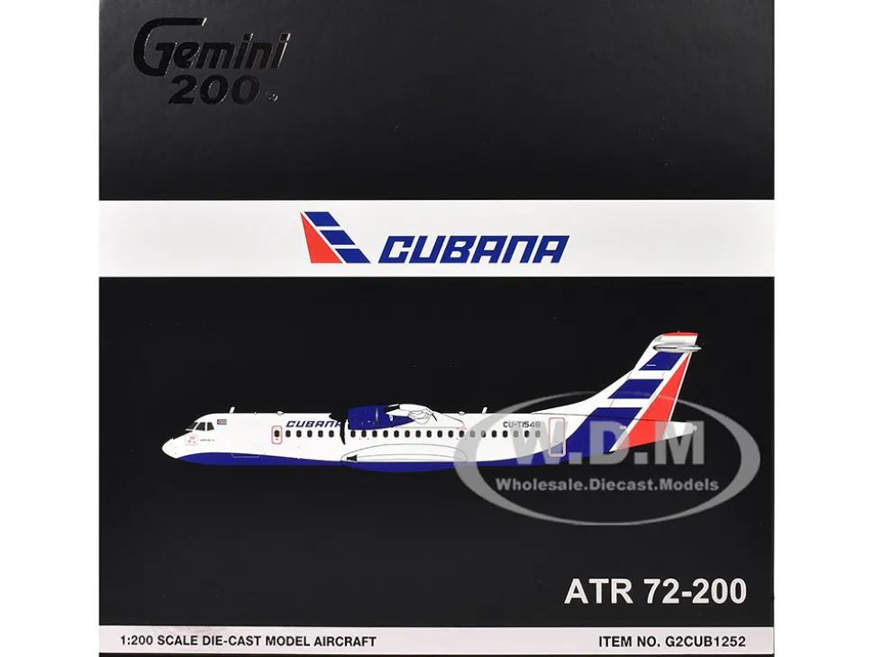 ATR 72-200 Commercial Aircraft "Cubana de Aviacion" (CU-T1548) White with Red and Blue Tail "Gemini 200" Series 1/200 Diecast Model Airplane by GeminiJets