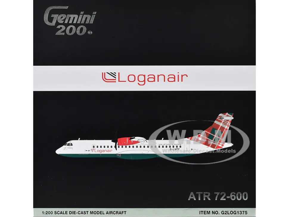 ATR 72-600 Commercial Aircraft "Loganair - Isle of Man's Airline" (G-LMTF) White with Green and Red Plaid Tail "Gemini 200" Series 1/200 Diecast Model Airplane by GeminiJets