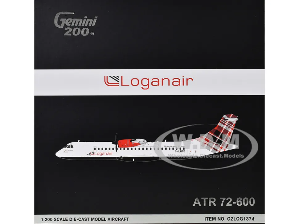 ATR 72-600 Commercial Aircraft "Loganair - Scotland's Airline" (G-LMTE) White with Red Plaid Tail "Gemini 200" Series 1/200 Diecast Model Airplane by GeminiJets