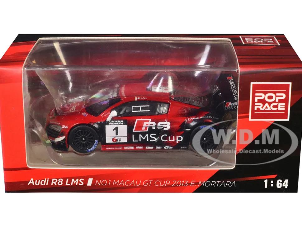 Audi R8 LMS #1 Edoardo Mortara Winner "Macau GT Cup" (2013) 1/64 Diecast Model Car by Pop Race