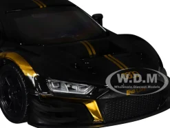 Audi R8 LMS GT3 Black with Gold Stripes and Graphics 