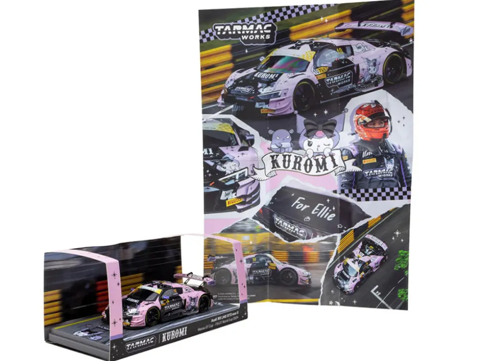 Audi R8 LMS GT3 evo II #10 Adderly Fong "Uno Racing Team - Kuromi" "Macau GT Cup - FIA GT World Cup" (2024) with A4 Poster "Hobby43" Series 1/43 Diecast Model Car by Tarmac Works