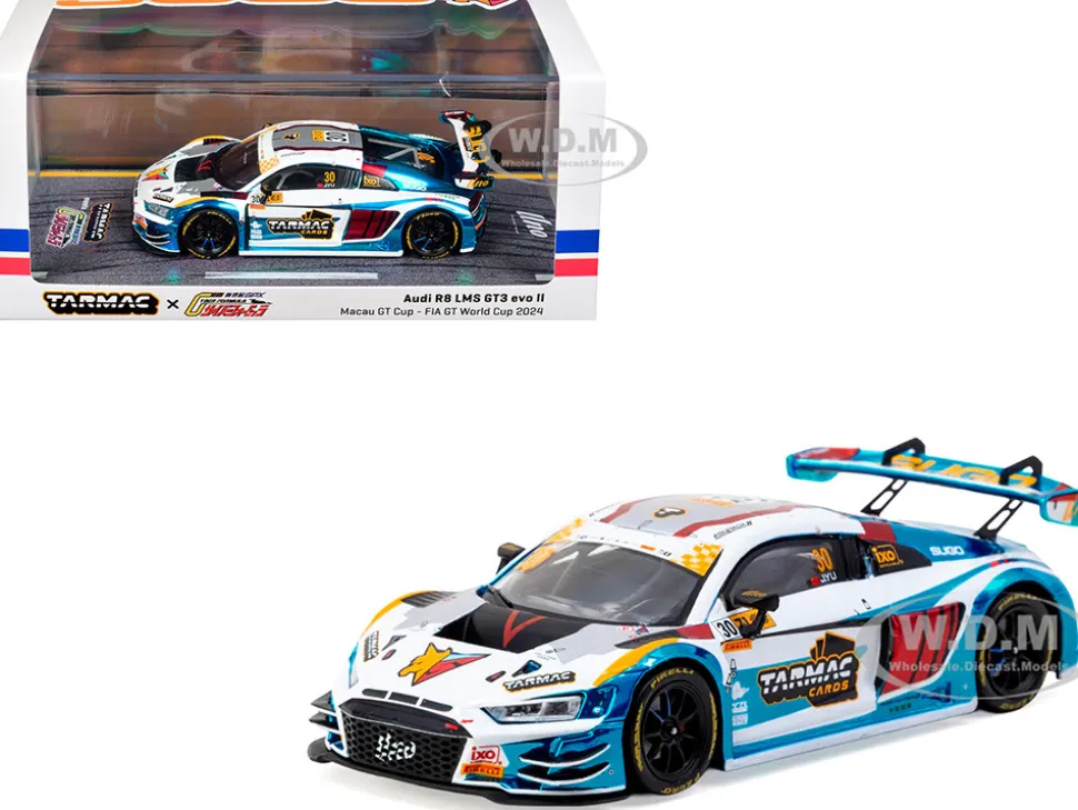 Audi R8 LMS GT3 evo II #30 James Yu "Uno Racing Team" "Macau GT Cup - FIA GT World Cup" (2024) with A4 Poster "Hobby43" Series 1/43 Diecast Model Car by Tarmac Works