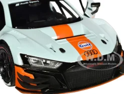 Audi R8 LMS GT3 #28 Light Blue with Orange Stripes Gulf Oil Gulf Die Cast Collection 1/24 Diecast Model Car Motormax 79667GULF
