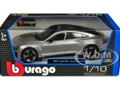 2022 Audi RS e tron GT Silver Metallic with Sunroof 1/18 Diecast Model Car Bburago 11050sil