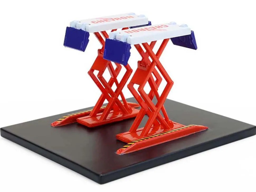 Automotive Double Scissor Lift "Chevron" White and Red "Double Scissor Lifts" Series 2 1/64 Diecast Model by Greenlight