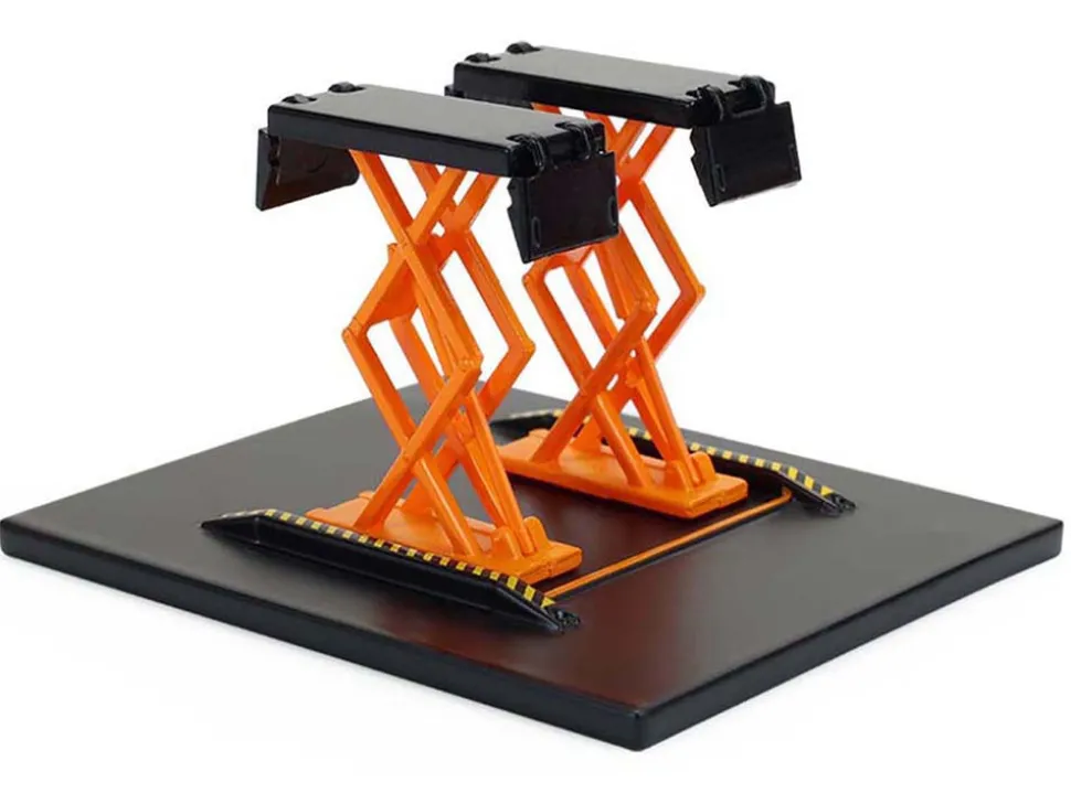 Automotive Double Scissor Lift Black and Orange "Double Scissor Lifts" Series 2 1/64 Diecast Model by Greenlight