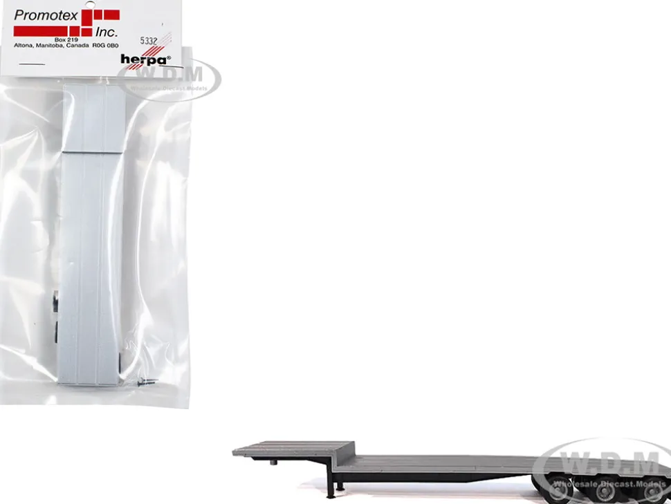 3-Axle Dropdeck Flatbed Trailer Silver Top 1/87 (HO) Plastic Model by Promotex