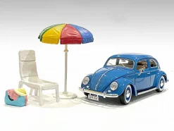 Beach Girls Accessories Beach Chair and Beach Umbrella and Duffle Bag for 1/18 Scale Models American Diorama AD76317
