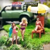 Beach Girls 5 piece Diecast Figure Set 3 Female Figures 2 Beach Accessories 1/64 Scale Models Tarmac Works American Diorama T64F-002-YL