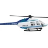 Bell 206 Jetranger Helicopter White and Blue Police N70650 with Runway Section Diecast Model Runway24 RW055