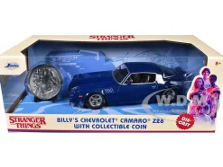Billy's Chevrolet Camaro Z28 Dark Blue Collectible Coin Stranger Things 2016 TV Series 1/24 Diecast Model Car Jada 31110