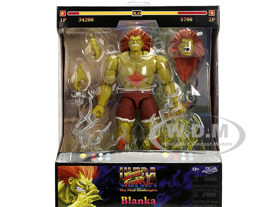 Blanka 7.5" Moveable Figure with Accessories and Alternate Head and Hands "Ultra Street Fighter II: The Final Challengers" (2017) Video Game Model by Jada