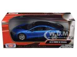 2018 BMW i8 Coupe Metallic Blue Black Top 1/24 Diecast Model Car Motormax 79359