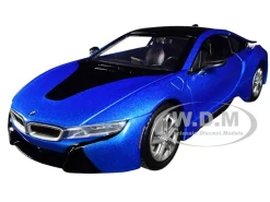 2018 BMW i8 Coupe Metallic Blue Black Top 1/24 Diecast Model Car Motormax 79359