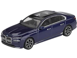 BMW i7 xDrive60 Tanzanite Blue Metallic with Sun Roof Limited Edition 1/64 Diecast Model Car by Mini GT