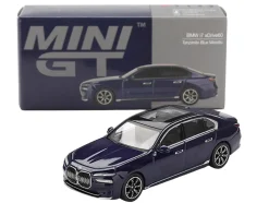 BMW i7 xDrive60 Tanzanite Blue Metallic with Sun Roof Limited Edition 1/64 Diecast Model Car by Mini GT