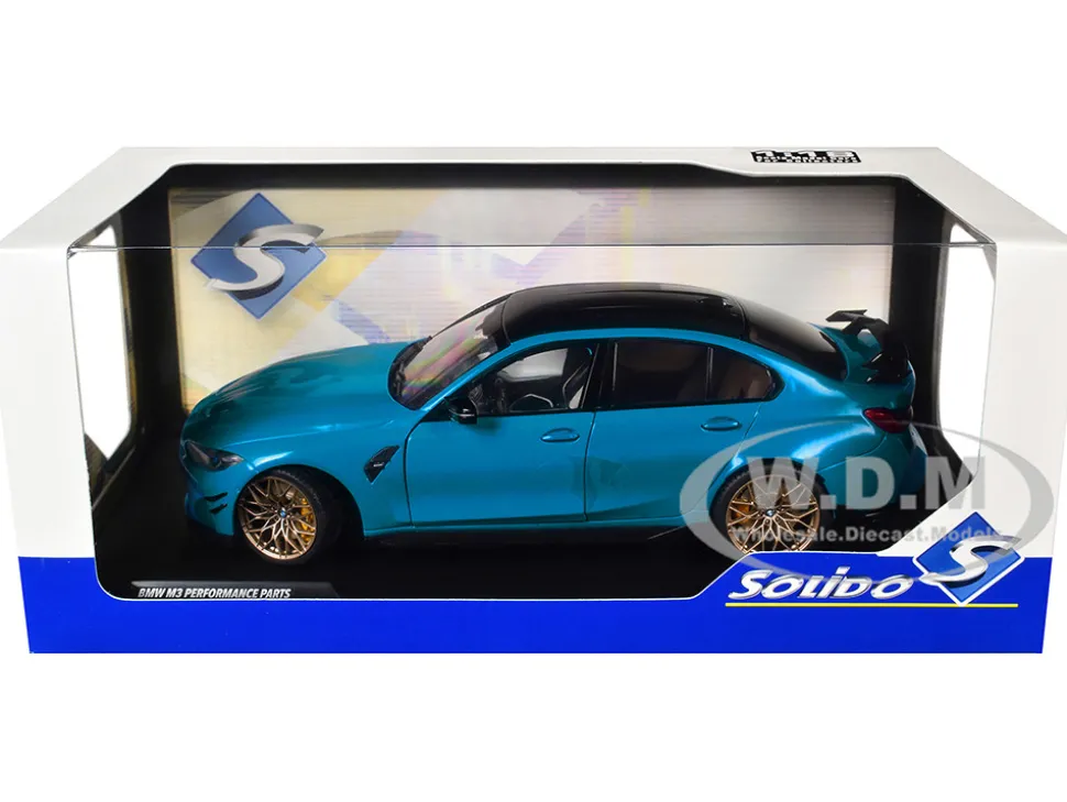 2024 BMW M3 Competition Daytona Beach Blue with Carbon Top 1/18 Diecast Model Car by Solido
