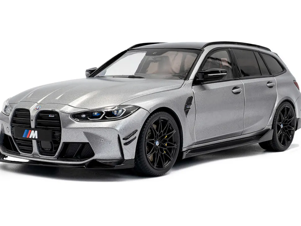 2024 BMW M3 Competition M xDrive Touring Frozen Pure Gray Metallic with Black Top 1/18 Diecast Model Car by Solido