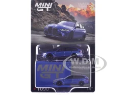 BMW M3 Competition Touring Portimao Blue Metallic with Black Top 1/64 Diecast Model Car by Mini GT