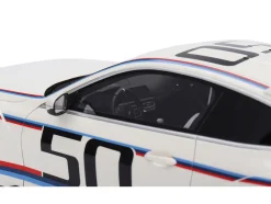 BMW M4 3.0 CSL #50 White with Blue and Red Stripes 1/18 Model Car by Top Speed