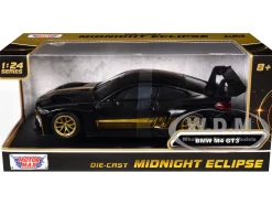 BMW M4 GT3 Matt Black with Gold Stripes "Midnight Eclipse" Series 1/24 Diecast Model Car by Motormax