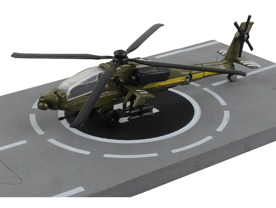 Boeing AH 64 Apache Helicopter Olive Drab United States Army with Runway Section Diecast Model Runway24 RW010