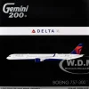 Boeing 757-300 Commercial Aircraft "Delta Air Lines" (N595NW) White with Blue and Red Tail "Gemini 200" Series 1/200 Diecast Model Airplane by GeminiJets