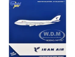 Boeing 747-100 Commercial Aircraft "Iran Air" (EP-IAM) White with Blue Stripes 1/400 Diecast Model Airplane by GeminiJets