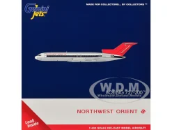 Boeing 727-200 Commercial Aircraft "Northwest Orient" (N298US) Silver with White Stripes and Red Tail 1/400 Diecast Model Airplane by GeminiJets