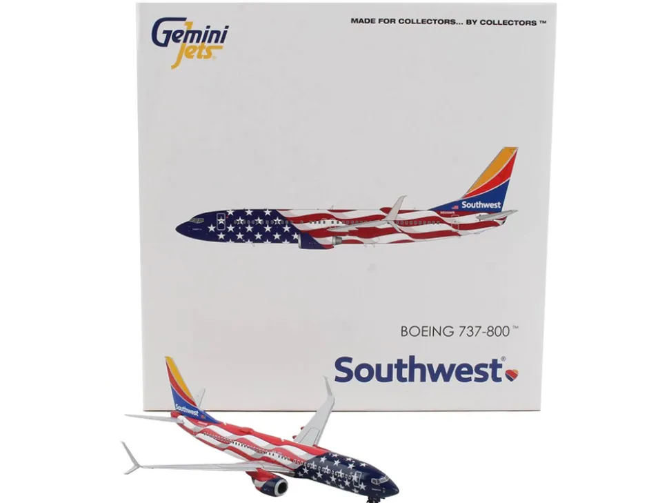 Boeing 737 800 Commercial Aircraft Southwest Airlines Freedom One United States Flag Livery 1/400 Diecast Model Airplane GeminiJets GJ2039